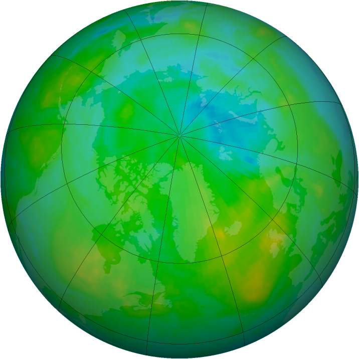 Arctic ozone map for 02 August 1986